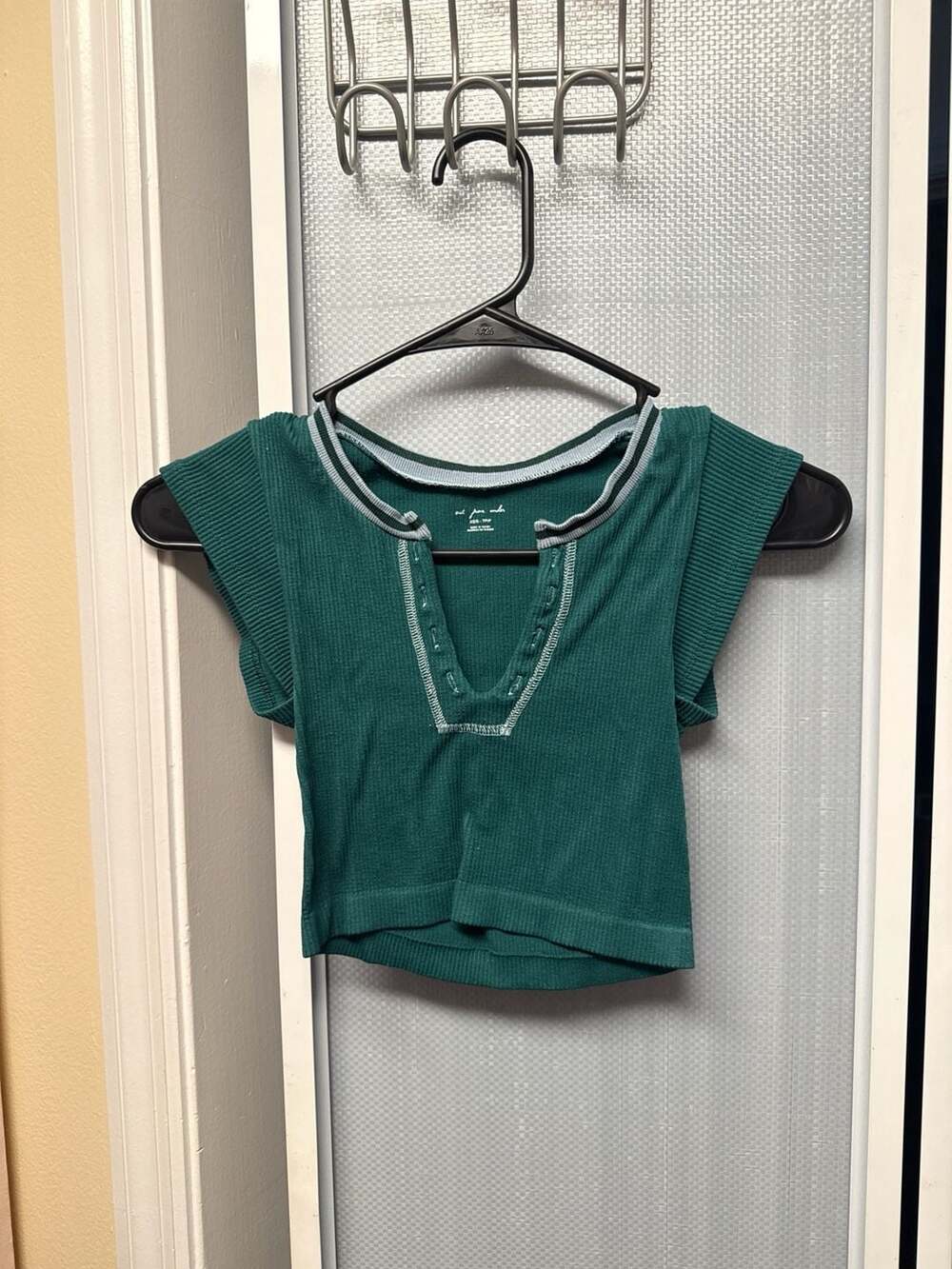 Out From Under Go For Gold Seamless Teal Ribbed Crop Top XS/S